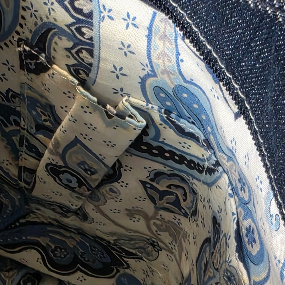 Vera Bradley Dark Wash Denim Diamond Lattice Embroidered Shoulder Bag Blue Hobo - Picture 5 of 11